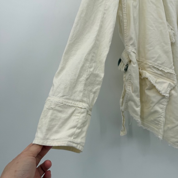 Free People Jacket Women Medium Ivory Rae Femme Linen Blend Waterfall Raw Hem - Picture 4 of 14